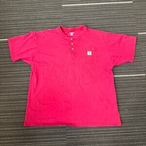 Bright Bold Red Distressed Carhart Button Fly Tshirt